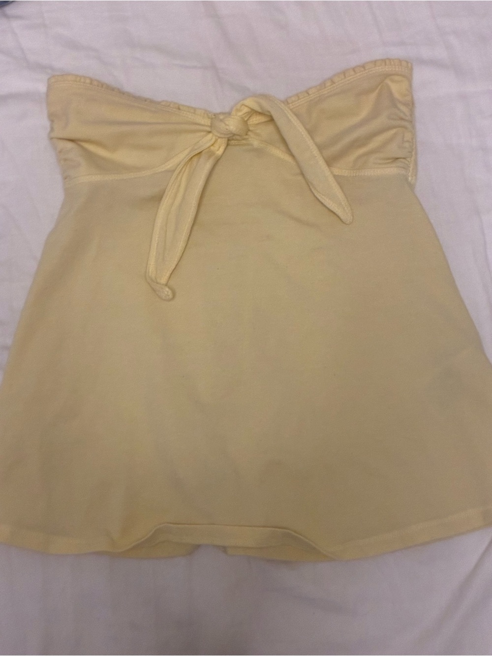 Hollister Pale Yellow Strapless Tie-Front Bandeau Tank